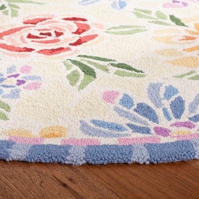 Ivory Floral Hand-Knotted Wool Area Rug
