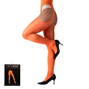 LECHERY Women's Lustrous Silky Shiny Sheer Suspender High-Waisted No Waistband Nylons Pantyhose Tights Stockings (1 Pair) - 1 of 4