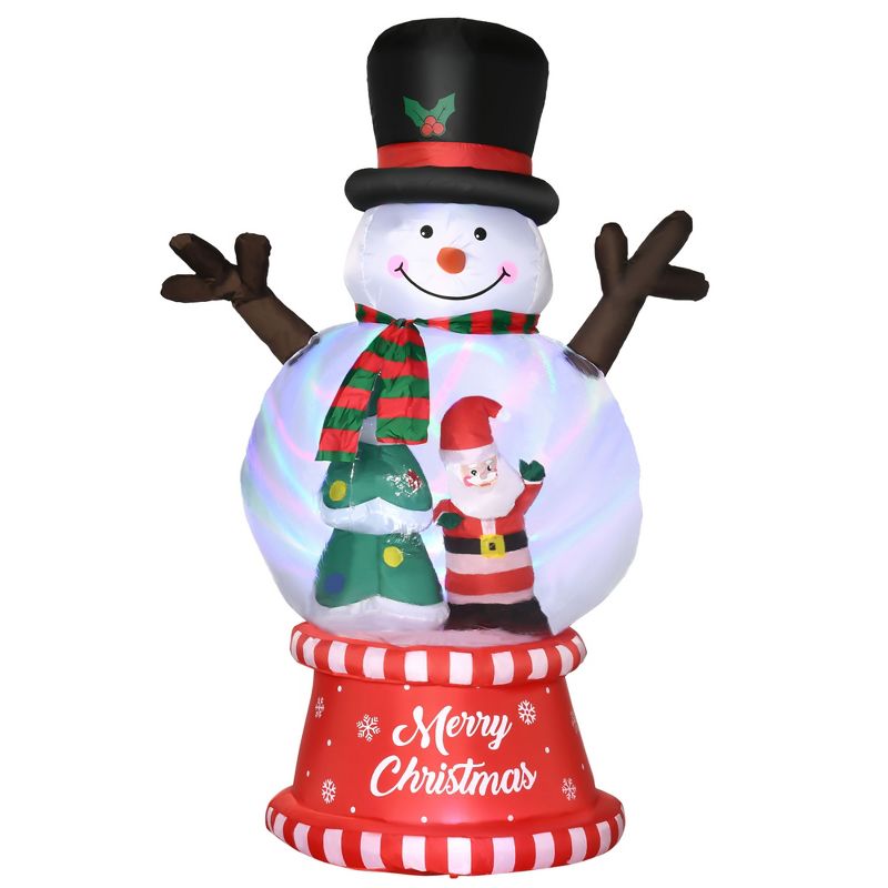 Outsunny 95.75" Inflatable Christmas Snowman with Crystal Ball Body and Black Hat, Blow-Up Outdoor LED Yard Display for Lawn Garden Party, 1 of 7