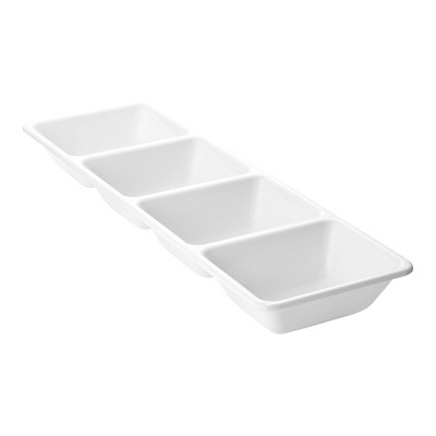 Smarty Had A Party 16" x 5" White 4-Section Rectangular Plastic Trays - 24 pcs