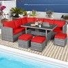 Tangkula 7PCS Rattan Patio Sectional Sofa Set Conversation Set w/ Red Cushions - 4 of 4