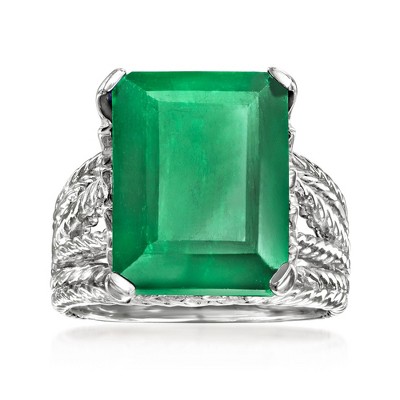 Ross-Simons 12.50 Carat Emerald Multi-Row Ring in Sterling Silver