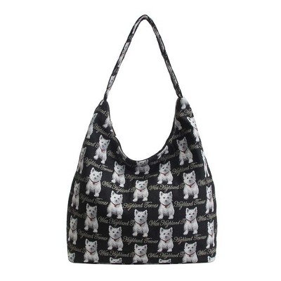 Signare USA Westie Dog Black Hobo Shoulder Bag
