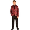 Cloudstyle Boys Tuxedo Suit Shiny Formal Dress 2 Pieces Suit Set Paisley Blazer Pants Sequin Shawl Collar - 2 of 4