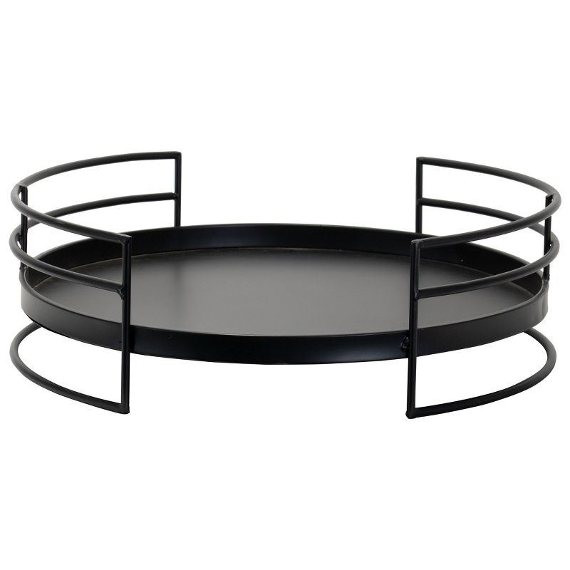 Modern Matte Black 16 x 15.25 inch Round Metal Decorative Tray - Foreside Home & Garden, 2 of 9