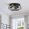 Dewdrop Industrial Semi- Flush Mount Ceiling Light, Black Metal Cage Fixture, 3-Light Farmhouse Vintage Lighting - 3 of 4