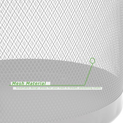 White Stainless Steel Mesh Office Trash Can