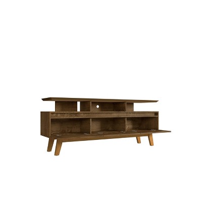Rustic Brown Mid-Century Modern 70'' TV Stand with Cabinet Storage