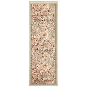 Coolmee Washable Area Rugs for Living Room Boho Non Slip Large Rug Floral Vintage Low Pile Rug for Living Room, Bedroom, Dining Room,Light Pink - 1 of 4