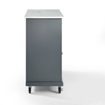Traditional Gray Granite-Top Birch Kitchen Cart with Nickel Accents