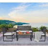 TiramisuBest 4PCS Patio Seating Sets Acacia Wood Top Pe Rattan Balcony Conversation Chairs and Coffee Table Adjustable Washable Cushions - 2 of 4