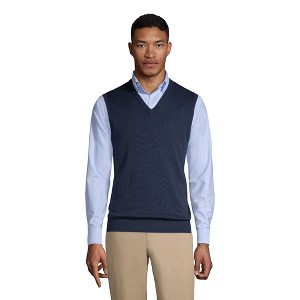 Lands' End School Uniform Men's Cotton Modal Fine Gauge Sweater Vest - 1 of 3