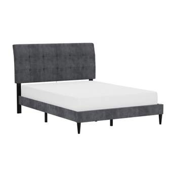 Blakely Button Tufted Upholstered Platform Bed with 2 Dual USB Ports Dark Gray - Hillsdale Furniture