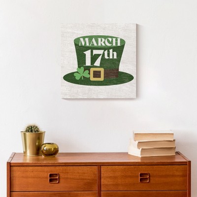 March 17th Green Top Hat Canvas Wall Art