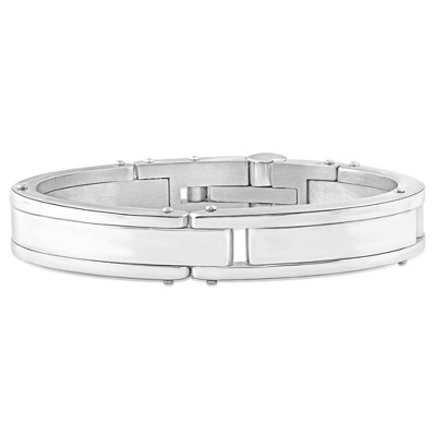 Pompeii3 Men's Steel Polished Latched 8" 13mm Cuffed Bracelet