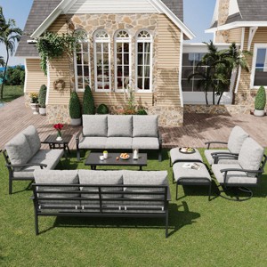 EROMMY 9 PCS Outdoor Metal Conversation Set For 10 Person - 1 of 4