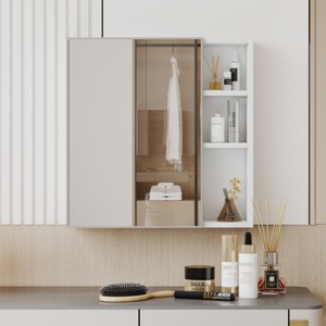 Bathroom Medicine Cabinet with Mirror, Wall Mounted MDF Storage Cabinet for Bathroom or Powder Room – Cuddlewood - 1 of 4