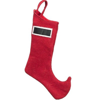 Allstate Floral 22" Cardinal Red and Black Burlap Ribbon Traditional Christmas Stocking