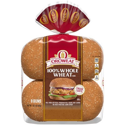 Oroweat 100% Whole Wheat Hamburger Buns - 1lbs/8ct