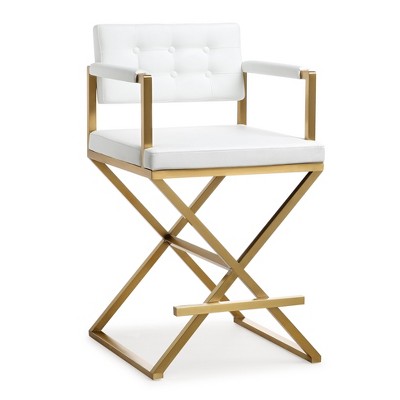 TOV Furniture Director Performance Vegan Leather Stool with Gold Base