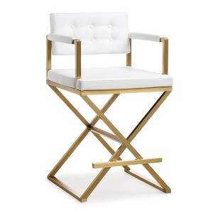 TOV Furniture Director Performance Vegan Leather Stool with Gold Base - 1 of 4