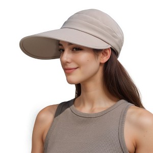 Anna-Kaci Women's Sporty Wide Brim Sun Visor Hat with Adjustable Back Strap Lightweight UV Protection Cap for Outdoor Activities - 1 of 4