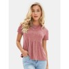 EXLURA Womens Summer Cute Crop Tops Short Sleeve Pleated T-shirts Crewneck Blouse - 2 of 4