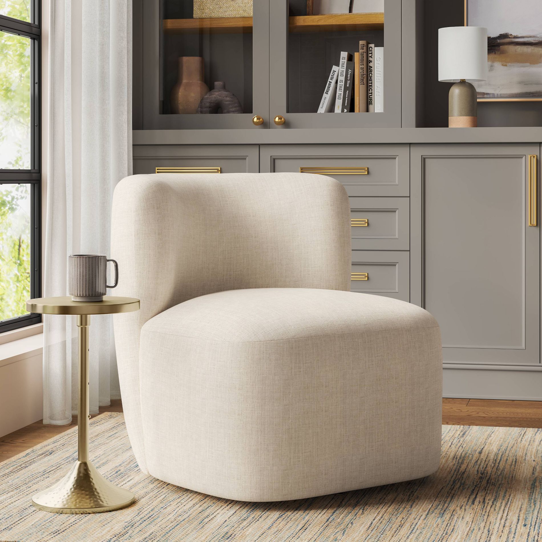 Neko Swivel Chair in Linen Talc - Threshold™