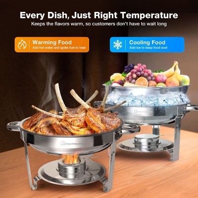 5QT Stainless Steel Round Chafing Dish Buffet Set with Glass Lid, 4-Pack