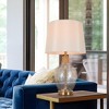 LNC Flabellum 25.5-in Modern Bedside/Standard Table Lamps, Polished Gold and Clear Ripple Glass with Fabric Shade - 4 of 4