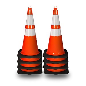 Pyle 28" PVC Cone - 8 Pieces High Visibility Structurally Stable for Traffic, Parking, and Construction Safety (Orange) - 1 of 4
