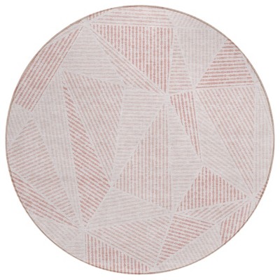 Blush And Pink Geometric Washable Indoor Outdoor Area Rug