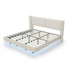 Full Size Velvet Bed Frame with LED Lights & Wingback Upholstery, No Box Spring Required - 2 of 3