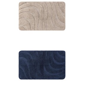Unique Bargains Microfiber Bathroom Floor Geometry Absorbent Non-Slip Washable Mats 2 Pcs - 1 of 4