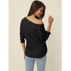 Seta T Women's V Neck Waffle Knit Long Sleeve Casual Tunic Blouses - 4 of 4
