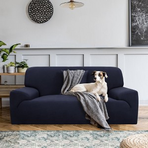 PiccoCasa High Stretch Solid Polyester Sofa Slipcovers with One Pillowcase - 1 of 4