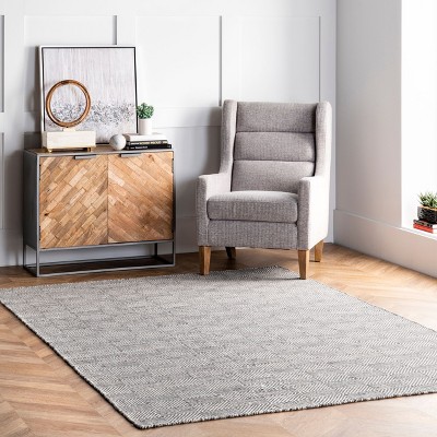 Gray Geometric Tufted Wool 10' x 14' Area Rug