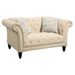 Twine Loveseat with French Script Pillows Medium Beige - Picket House Furnishings