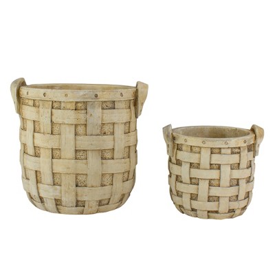 Napa Home & Garden Set of 2 Beige Tobacco Basket Planter Set 9.5"