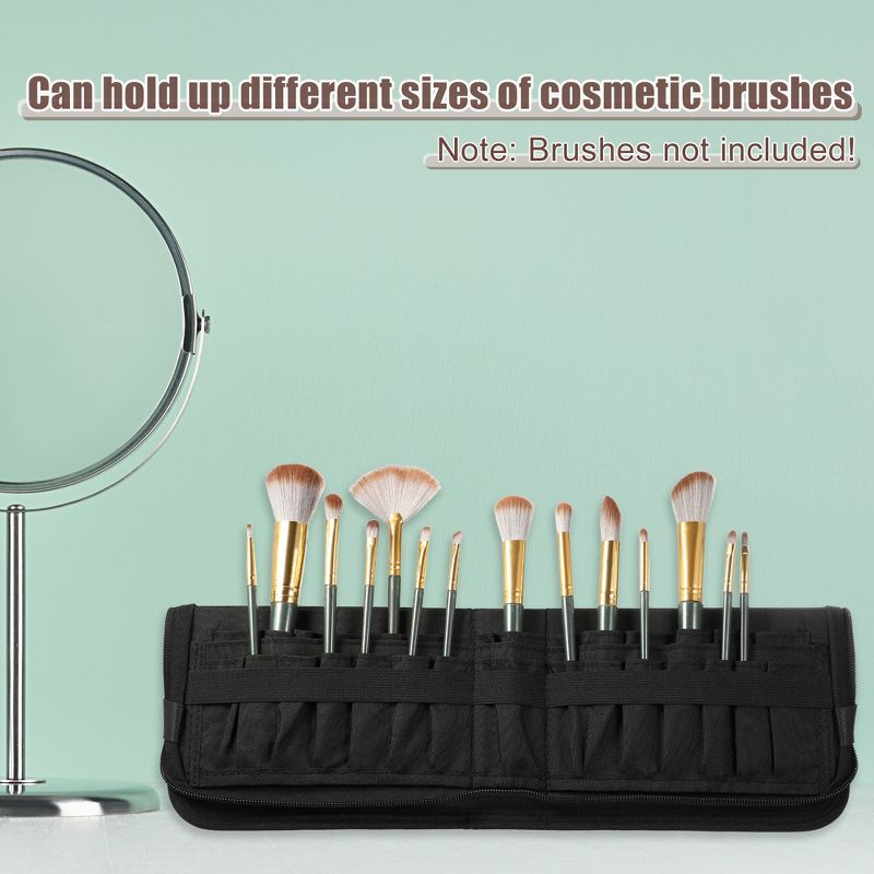 Unique Bargains Foldable Stand-up 29 Pockets Makeup Brush Organizer Black, 3 of 7