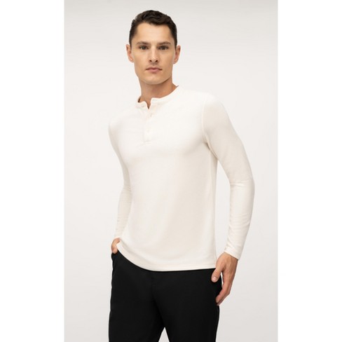 90 Degree By Reflex Mens Supreme Airtech Long Sleeve Henley Shirt , -  Pristine - Medium