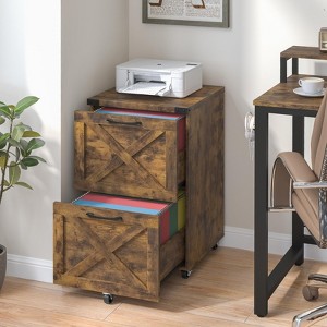 2 Drawer Small File Cabinet with Wheels, Vertical Filing Cabinet Fits A4 or Letter Size - 1 of 4