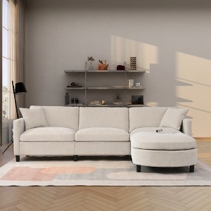 Lycvki 107.87 in. Sectional Sofa Couch with Ottoman and Cushions - 1 of 4