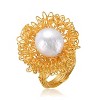 Guili Sterling Silver Gold Plated Ring with 14MM Freshwater Pearl, a Bold Statement Piece with Elegant Appeal, Available in Sizes 6–8. - 2 of 4