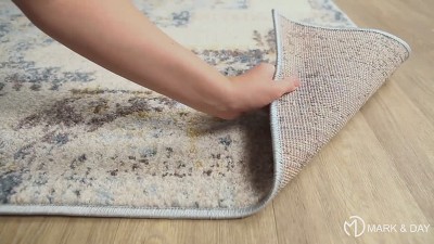 Sky Blue and Beige Synthetic Fur Hand-knotted 2' x 3' Rug