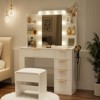 Buenhomino Vanity Desk with Light Sliding Mirror and 5 Drawers, Makeup Vanity Table Set for Bedroom - 3 of 4