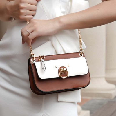 MKF Collection Jill Vegan Leather Color Block Crossbody Handbag by Mia K - Charcoal Pink — фото 3