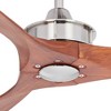 52" Casa Vieja Modern 3 Blade Indoor Ceiling Fan with Remote Control Brushed Nickel Walnut Solid Carved Wood for Living Kitchen House Dining Room Home - 3 of 4