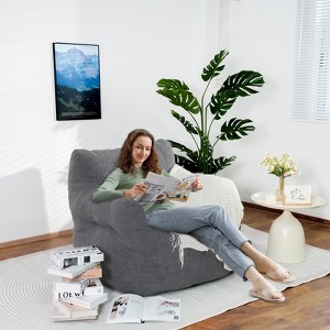 Hooseng Plush Bean Bag Chair for Adults, Comfy Lazy Floor Sofa with Backrest & Armrests, Lounge Accent Chair for Bedroom, Dorm, Living Room - 1 of 4