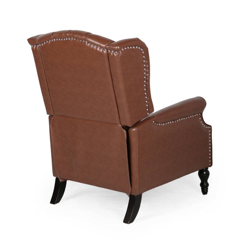 Walter Contemporary Tufted Recliner Cognac Brown/Dark Brown - Christopher Knight Home, 5 of 15